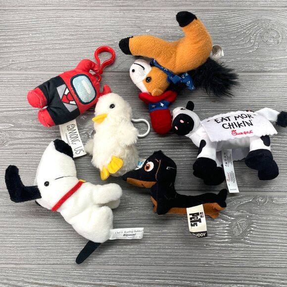 Mini Plush Lot of 6! Among Us, Chik-fil-A Cow, Aflac, Secret Life of Pets, +More - Picture 1 of 8